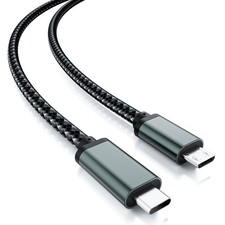 Nylon Braided Short USB C to Micro Cable 0.2M/0.65 FT, 0.65FT, Black