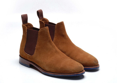 Heringsschuhe hellbraune Wildleder Chelsea Boots - `Bronson` UK 7 G US 8 EU 41