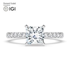 Princess Diamond Engagement Ring 14k White Gold Labgrown 2.10 Ct Solitaire