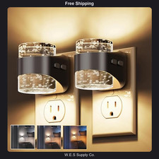 LOHAS LED Bubble Night Light Plug-in with Dusk to Dawn Sensor 2 Pack