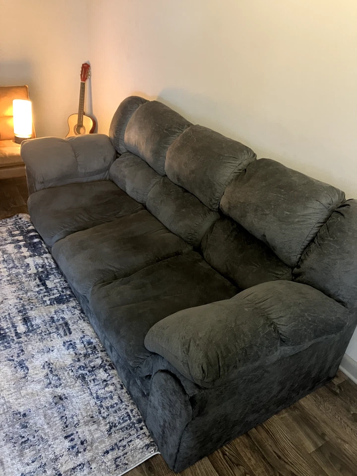 Sofá sofá moderno "gris 96"" - caja abierta, cómodo, tela, estilo mediados de siglo" Foto 2 de 4