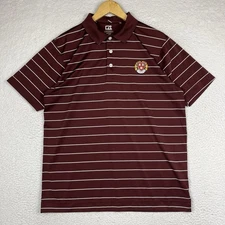 Cutter Buck Harvard Golf Polo Men Medium Burgundy Striped Short Sleeve