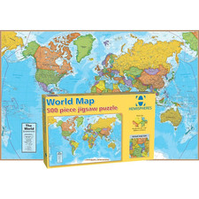 Hemispheres World Map Jigsaw Puzzle 500 Pieces Homeschooling Geography School