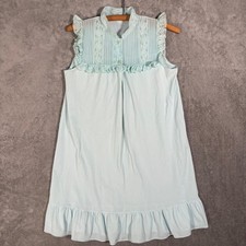 Vintage Pastel Blue Lace Ruffle High Neck Sleeveless Nightgown Sleepwear Prairie