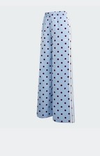 adidas Women's Light Blue Polka Dot Wide-Leg Track Pants Drawstring Breathable