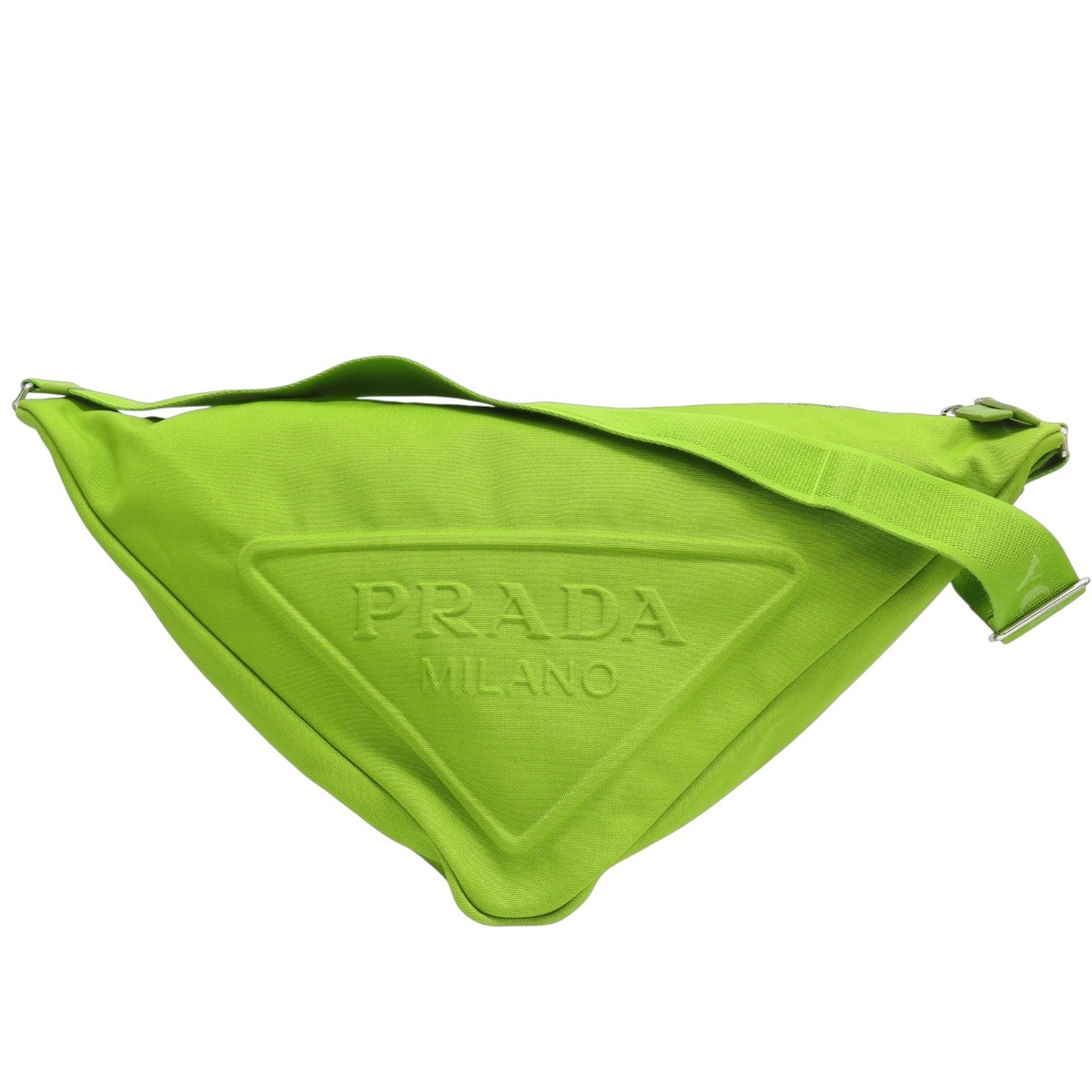 PRADA Canapa Triangle Logo Shoulder Bag Canvas Green | eBay