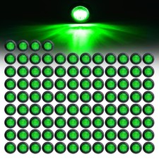 100 Pcs 3/4 Inch Mini Round Green LED Bullet Side Marker Clearance Lights Sea...