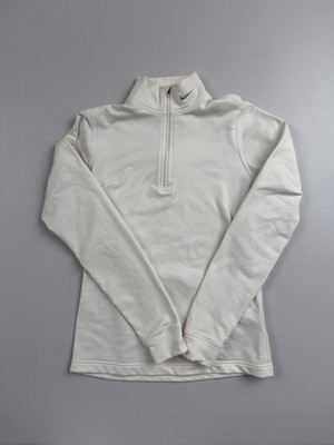 Nike Pullover Youth Medium White FIT DRY Fleece 1/4 Zip Mock Neck Running Top