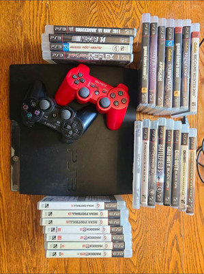 PlayStation 3  Console Bundle w/ 2 Controllers, HDMI Cables & 26 Games