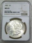 1897 P Morgan Silver Dollar NGC MS63 Frosty PQ Just Graded New Holder #F296A