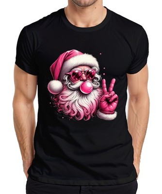 Hippie Santa Claus with Sunglasses and Bubblegum Peace Sign Men's T-Shirt