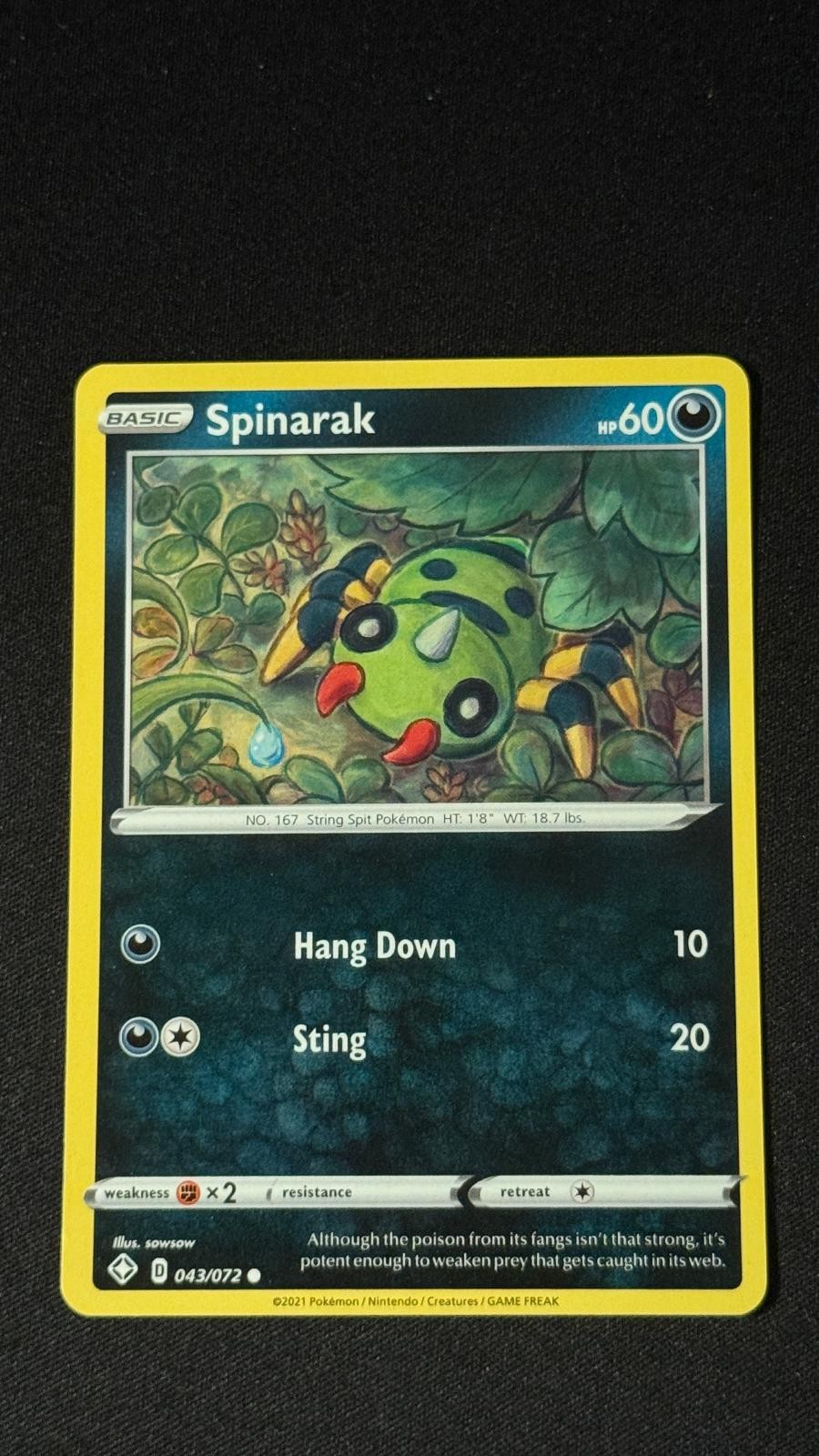 Spinarak 043/072 Common Shining Fates Pokemon NM/M