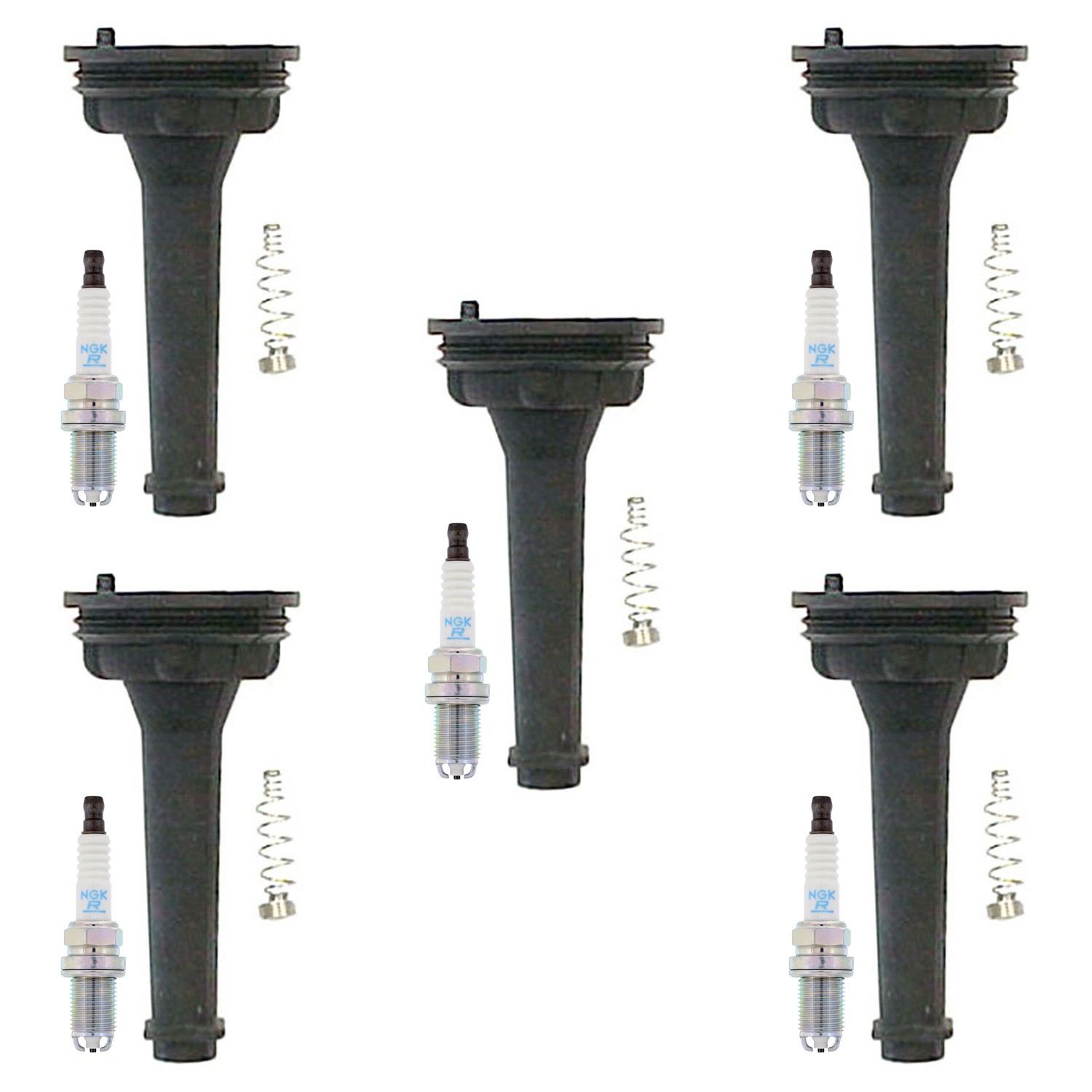 NGK 5 Standard Spark Plugs  Denso Coil Boots Kit for Volvo S70 V70 2.4L B5254S