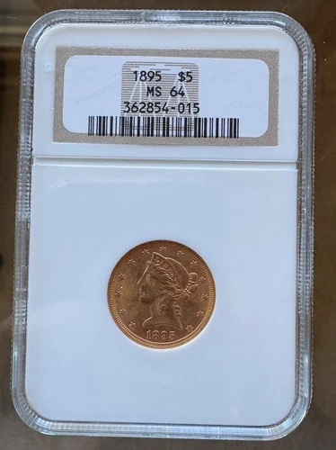 1895 US $ 5 Gold Coin - Liberty Head / Half  Eagle - NGC MS-64