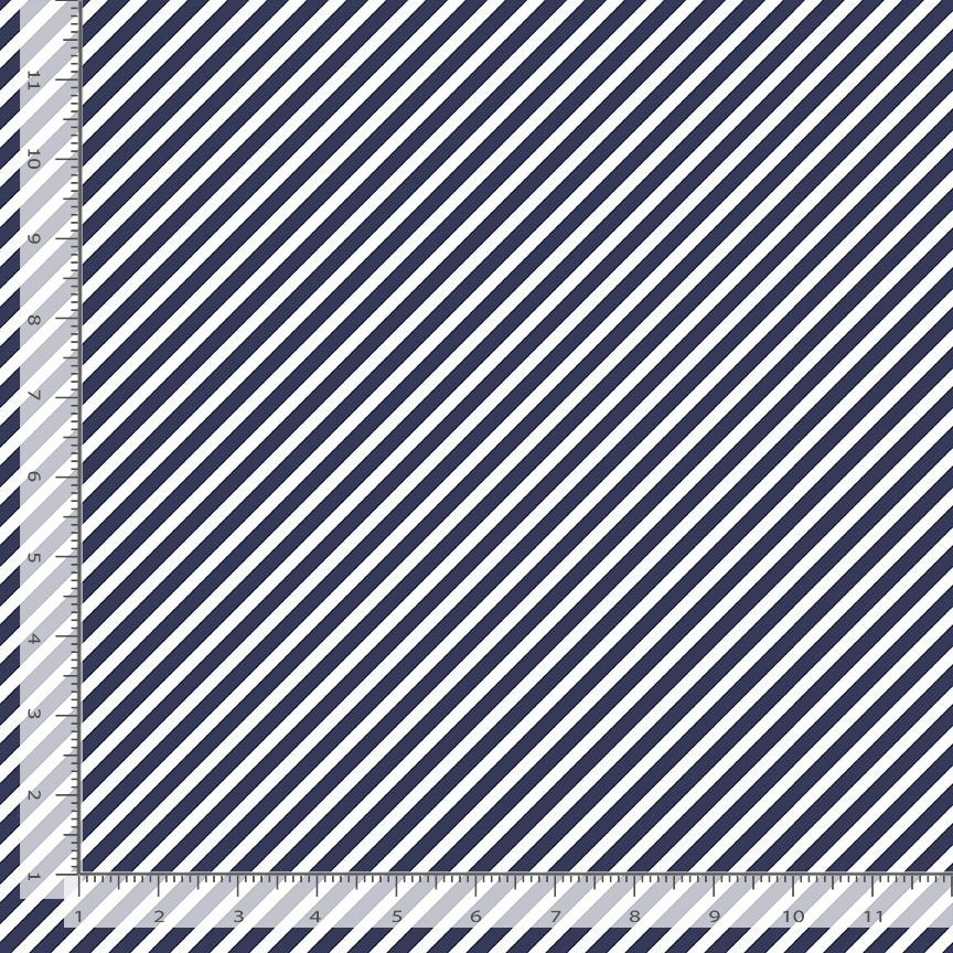 Nautical Fabric | Seafarer Biased Diagonal Stripe Blue | Dear Stella YARD