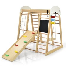 Indoor Playground Climbing Gym Wooden Kids 8 in 1 Climber Playset for Children