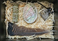Spiritual/Witches Cleansing Kit Sage Smudge Stick Abalone Shell Feather Gift