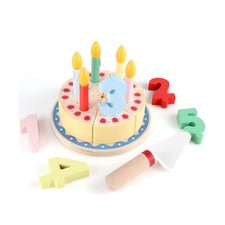 Wooden Cutting Cake Play Set, Fake Cake with Candles and Numbers, P... Fast Ship