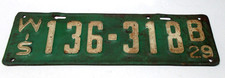 Ancienne plaque d'immatriculation Wisconsin 1929