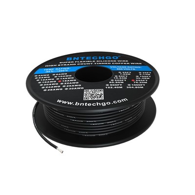 BNTECHGO 18 Gauge Silicone Wire Spool 250 ft Black Flexible 18 AWG Stranded T...