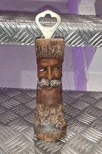 Vintage Carved Bottle Opener Wood Spirit Forest Face