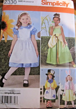 Simplicity 2330 GIRLS' COSTUMES TIANA, ALICE, WONDERLAND Uncut Pattern 3-8