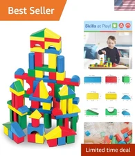 100 Solid Wood Building Blocks Set - Educational & Fun STEM Toy for Ages 2+
