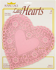 Royal Lace Pink Heart-Shaped Paper Doilies - 8-Inch - Perfect for Valentines Day