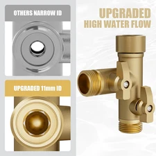 Solid Brass High Flow 2 Way ┤ Type Garden Hose Splitter 360 Degree Rotation 3/4"