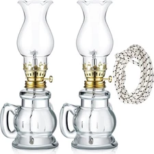 Yexiya 2 Pieces Rustic Oil Lamp Fresh Lantern Large Classic Kerosene Lamp Vintag