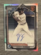 2024 (1ST) Bowman Chrome Draft DAKOTA JORDAN Auto REFRACTOR Rookie RC #’D/499