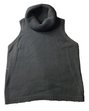 VTG Dana Buchman PETITES Sz PP Cotton Sleeveless Sage Green Turtleneck Sweater