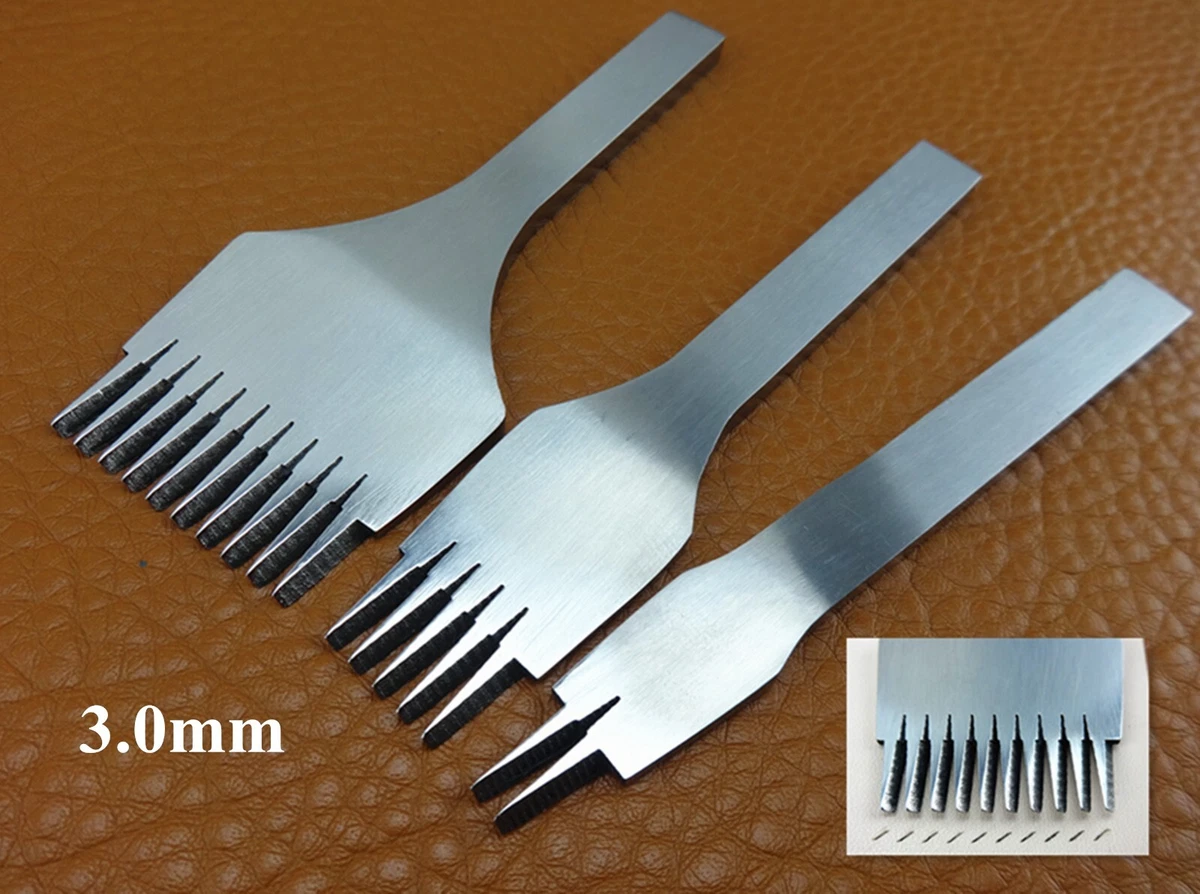 3pcs 3mm French Style leather Craft Stitching Lacing Chisel Punch Tool Kit Set
