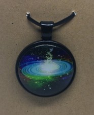 Galaxy Round Glass Dome Cabochons 1" Black Bezel Pendant New Free Ship 533