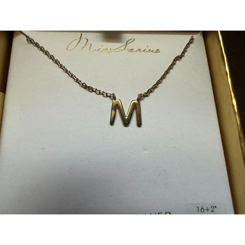 Mia Sarine Sterling Silver M Initial Necklace Gift Boxed - Picture 3 of 5