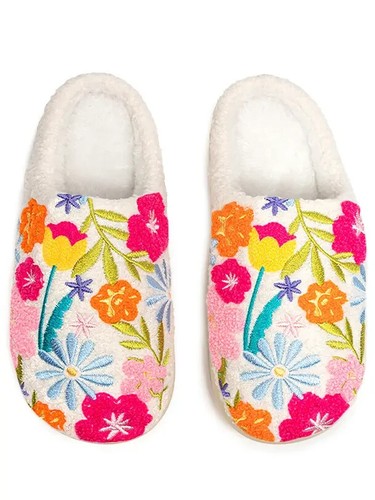 Flowers in Bloom Indoor/Outdoor Cozy Slippers Unisex M/L 9-12 Living Royal New - Picture 2 of 2