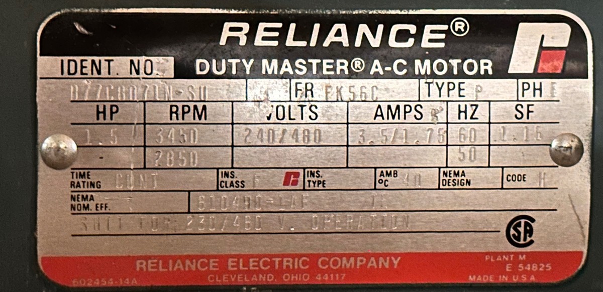 Reliance B77C8071N-SH AC Motor, 1.5HP Frame FK56C | eBay
