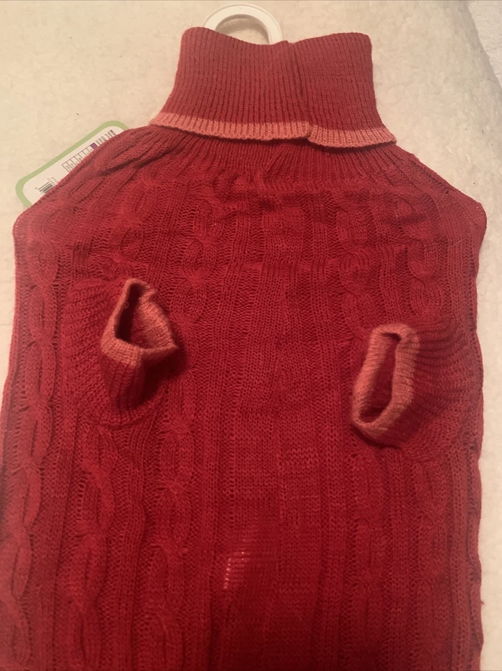 NUEVO SUÉTER PARA PERROS ~ROJO CON CABLE RIBETE ROSA CUELLO ALTO - TALLA XL ~ NUEVO CON ETIQUETAS - DÍA DE SAN VALENTÍN Foto 3 de 4