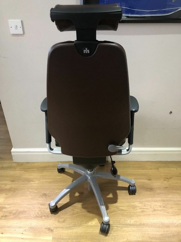 BROWN LEATHER RH400XL ELEGANCE FULLY ERGONOMIC OFFICE TASK CHAIRS.HEADREST - Picture 7 of 12