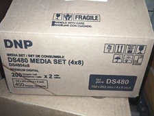 DNP Media Set 4" X 8" for DS480 Printer  Premium Digital 200 Images X 2 Rolls