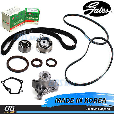 Gates HTD Timing Belt Kit V- Belt Water Pump for 2005-2010 Hyundai Kia 2.0L     