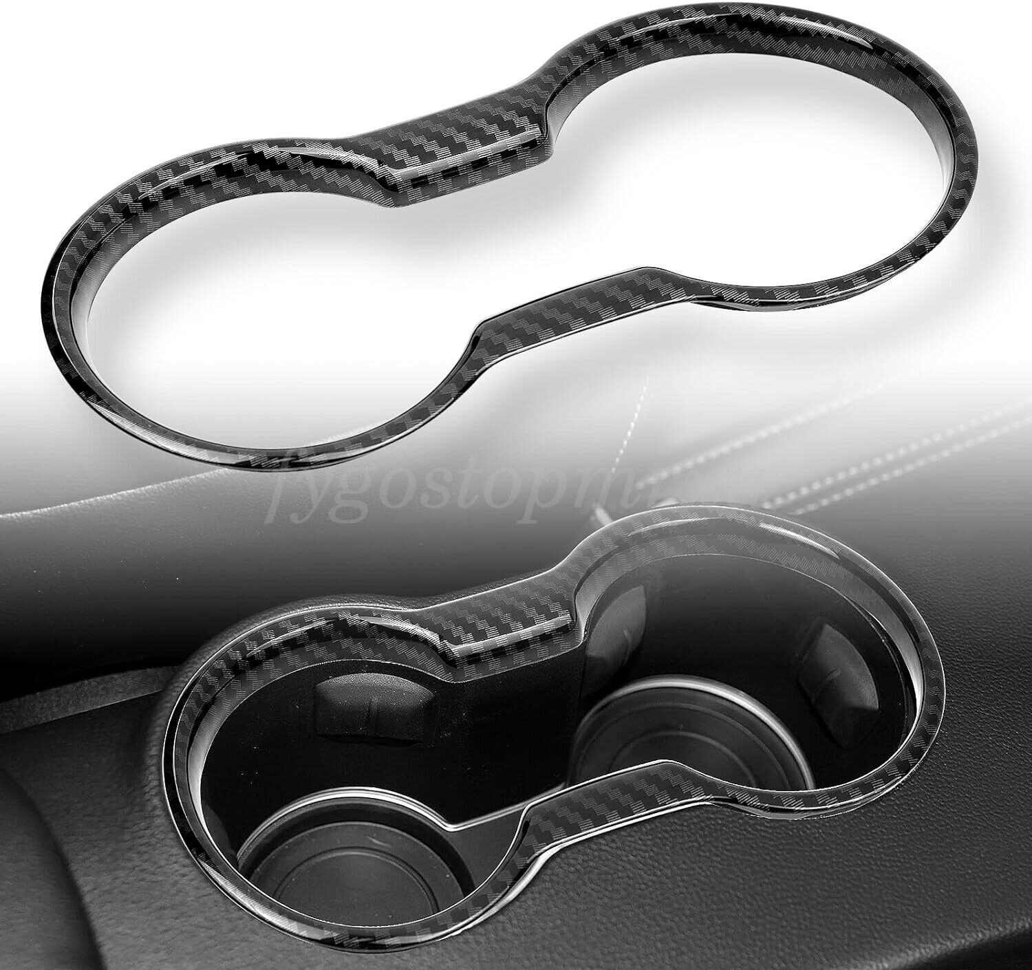 Cup Holder Cover For Ford Mustang 2015-2024 Carbon Fiber Interior Trim Molding