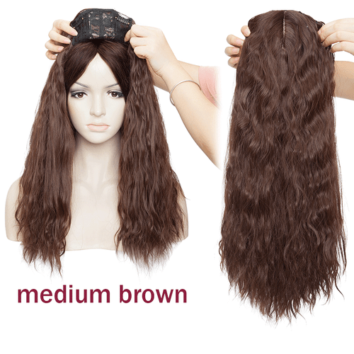 Women Curly Topper Toupee Hairpiece Clip In Hair Extensions with Bangs for Women - Picture 36 of 41
