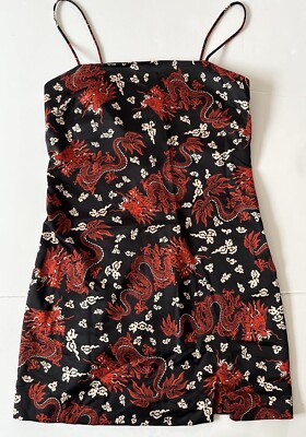 open lace back dress Women's Red Dragon Pattern Jacquard Cybernetic Dress