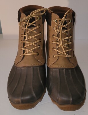 SPERRY rubber Leather Lace Up brown Rubber Waterproof rain  display picture 1