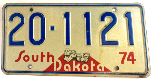 Supporto targa auto vintage South Dakota 1974 Rushmore uomo grotta decorazione parete - Foto 1 di 2