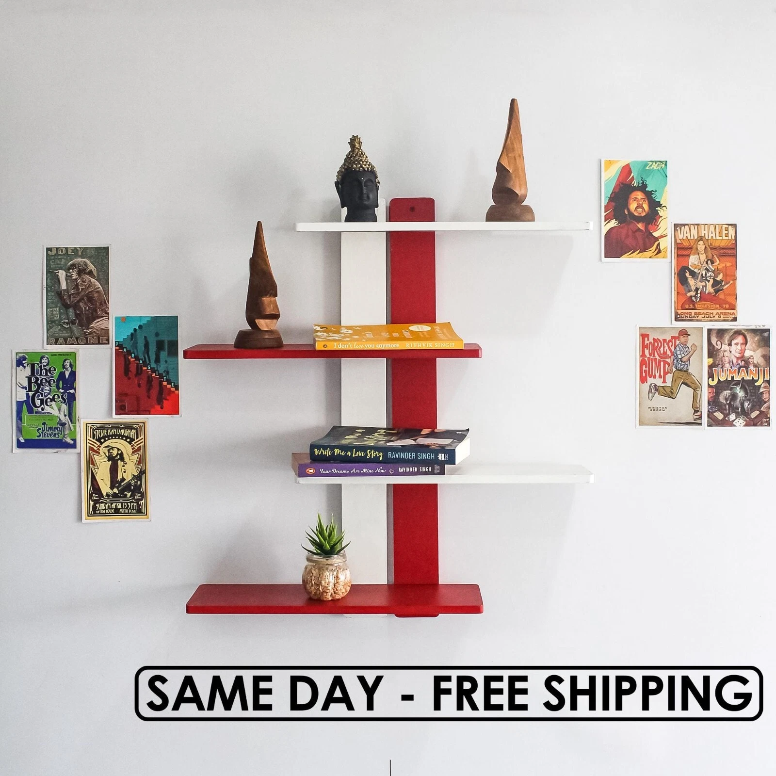 5 Colors Available DIY Wooden Wall Shelves - Modern Floating Storage Rack