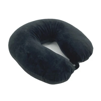 BOOKISHBUNNY Black U Shaped Travel Pillow Neck Support Head Rest Airplane Sleep Cushion