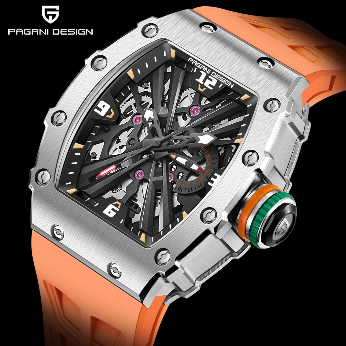 2024 New PAGANI DESIGN Men Quartz Watch VH65 Movt Skeleton Dial