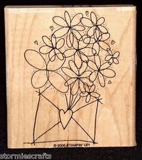 Envelope Rubber Stamp with Flowers Heart Single by Stampin Up Send a Celebration